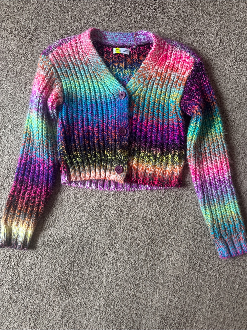 Epic Threads Rainbow Multicolor Cropped Cardigan